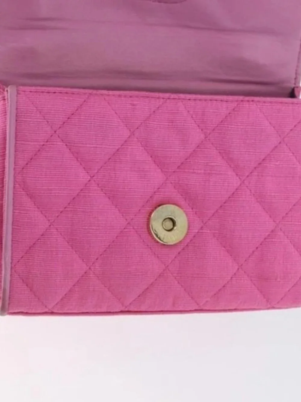 CHANEL Matelasse Chain Camelia Shoulder Bag Canvas Pink Gold CC Auth 172461V